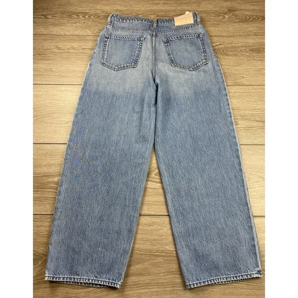 Mother Snacks Women's High Rise Wide Leg Button Fly Denim Jeans Blue Size 26 - Picture 5 of 15